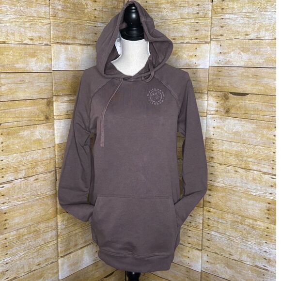 GYMSHARK MENS LEGACY  GYM ATHLETIC ATHLEISURE HOODIE IN WALNUT MAUVE SIZE SMALL - Picture 1 of 7